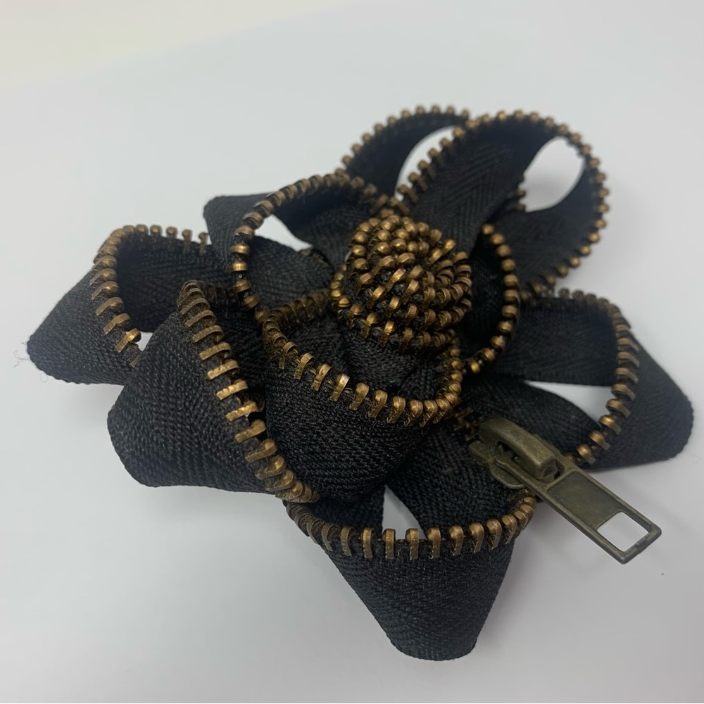 Zipper Flower Clip Brooch